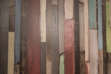 background of multicolored, narrow wooden planks, top view clipart