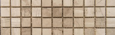 background of small, beige marble tiles, top view, banner clipart