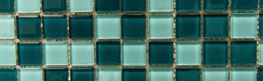 green and blue glass tiles background, top view, banner clipart
