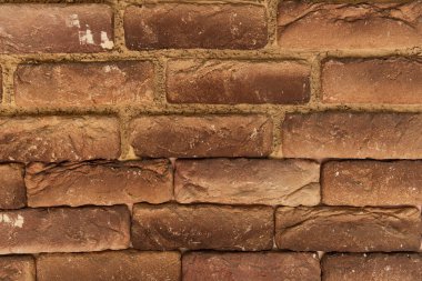 background of wall made of natural terracotta bricks, top view clipart