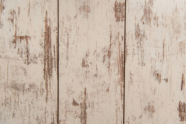 background of rough, wooden boards, painted in white, top view