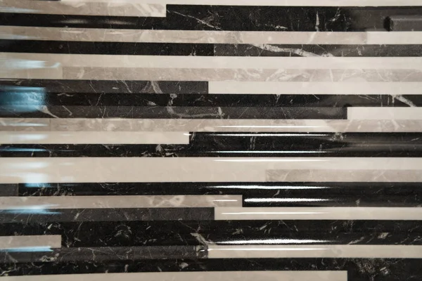 Fondo Blanco Negro Azulejos Cerámica Brillante Con Imitación Mármol Vista — Foto de Stock