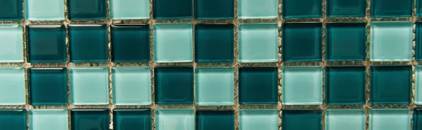 Green Blue Glass Tiles Background Top View Banner — 스톡 사진
