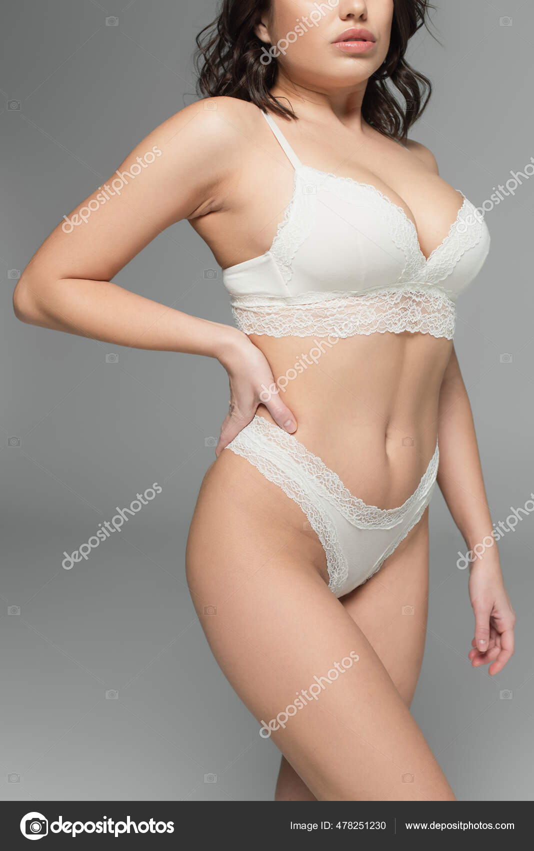 Closeup Body of Model in Lingerie Indoors Stock Photo - Image of brunette,  bust: 124498328