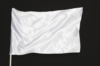white satin flag isolated on black clipart
