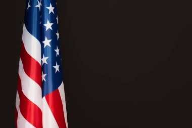 national flag of america with stars and stripes isolated on black clipart