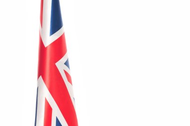 flag of united kingdom with red cross isolated on white with copy space