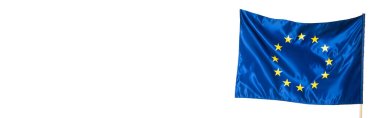 blue european union flag isolated on white, banner