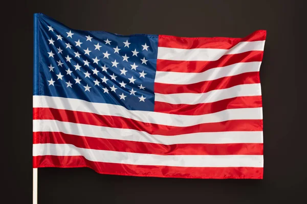 Lees Blauwe Vlag Van Amerika Met Sterren Strepen Geïsoleerd Zwart — Stockfoto