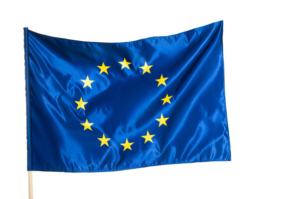 синий флаг Европейского союза, изолированный на белом