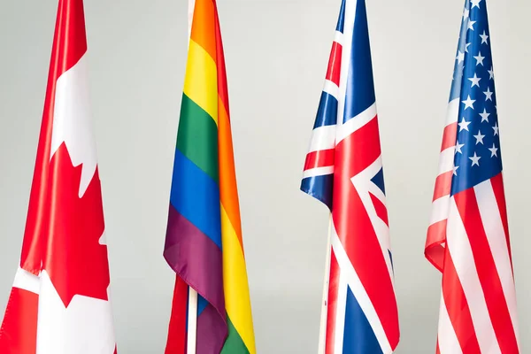 Drapeaux Des Etats Unis Canada Grande Bretagne Lgbt Isolés Sur — Photo