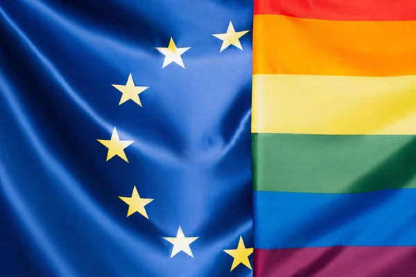 Fechar União Europeia Perto Lgbt Bandeira Conceito Direitos Igualdade — Fotografia de Stock