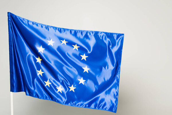 blue european union flag isolated on grey 