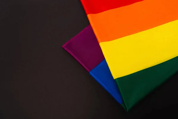 Cores Arco Íris Bandeira Lgbt Isolado Preto — Fotografia de Stock