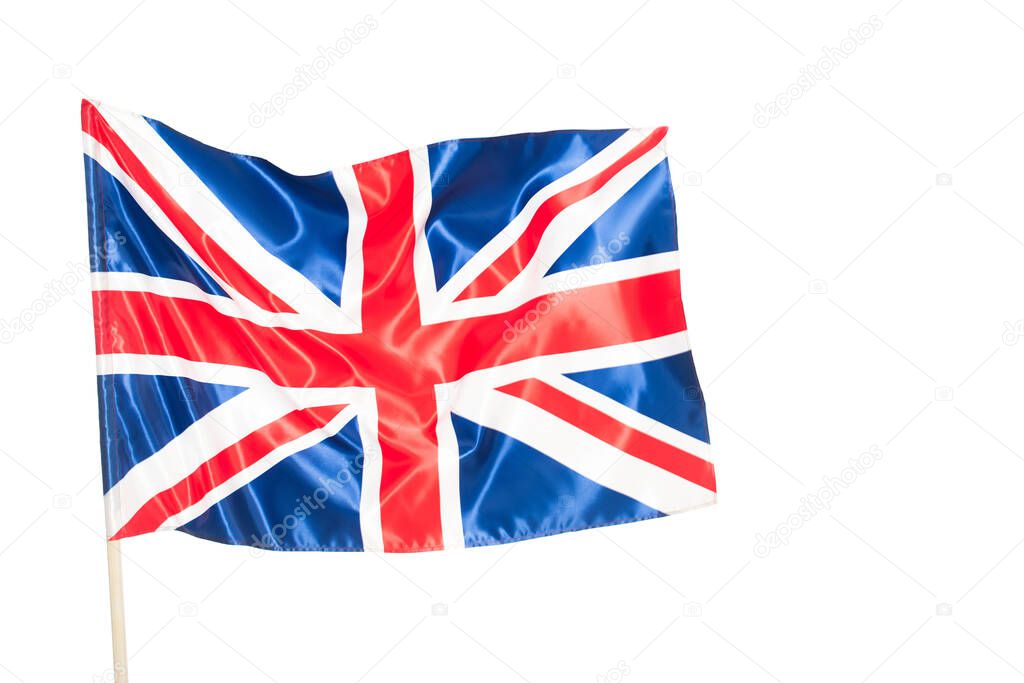 British flag of united kingdom with red cross isolated on white 