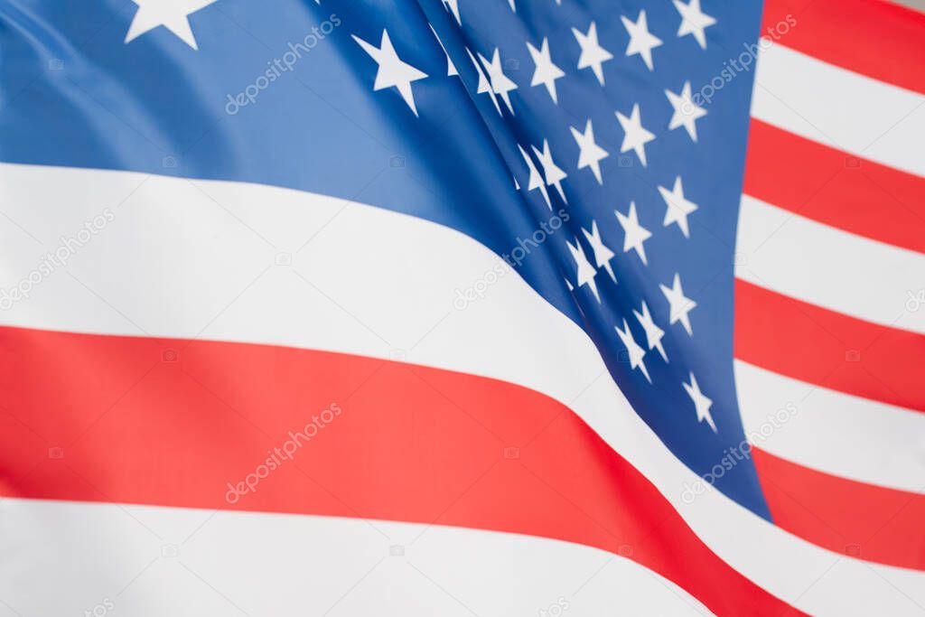 close up of flag of america with stars and stripes