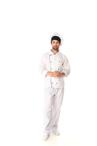 Full Length Chef Looking Camera White Background — Stock Photo, Image