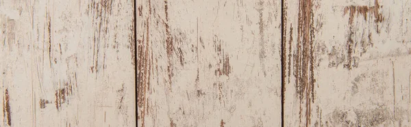 Background of grungy, hardwood boards, painted in white, top view, banner — Stock Photo