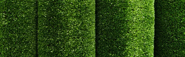 Вид зверху на зелений, штучний килимовий фон, банер — стокове фото