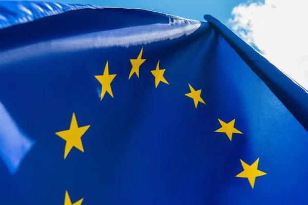 Close up view of european union flag against sky — Stock Photo