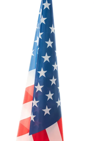 Blue and red flag of america with stars and stripes isolated on white — Stock Photo