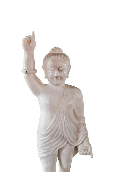 Marble little Buddha statue on a white background. — Stock Photo, Image