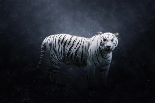 White tiger in the rains. — Stock Photo, Image