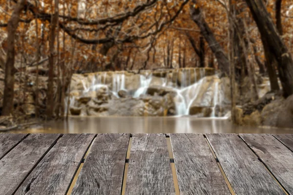 褐色森林と小さな滝の背景のイメージをぼかします。 — ストック写真