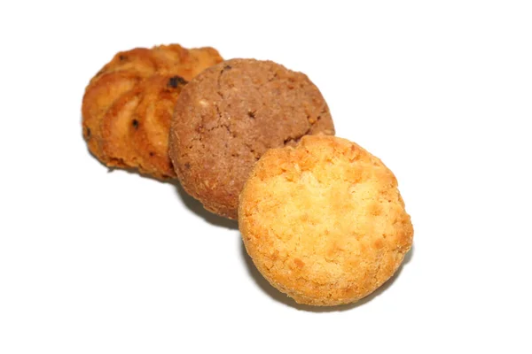 Cookies Vit Bakgrund — Stockfoto