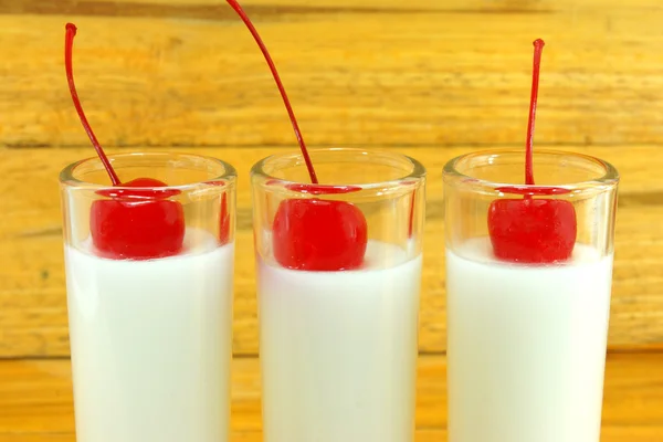 Jelly Pudding with Red Cherry. — Stock Fotó