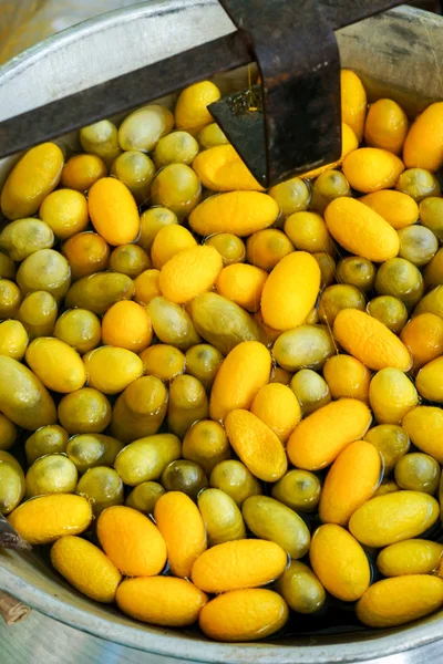 Fabricación del gusano de seda del capullo — Foto de Stock