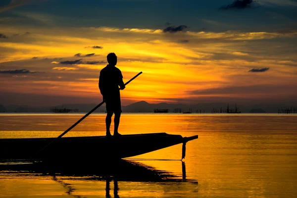 Silhouette dei pescatori — Foto Stock