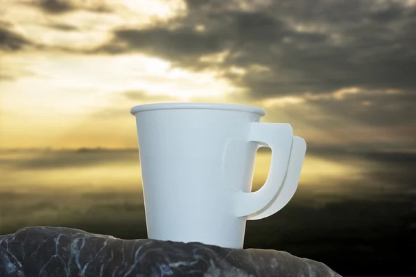 Paper coffee cup on the rock. — Stock Photo, Image