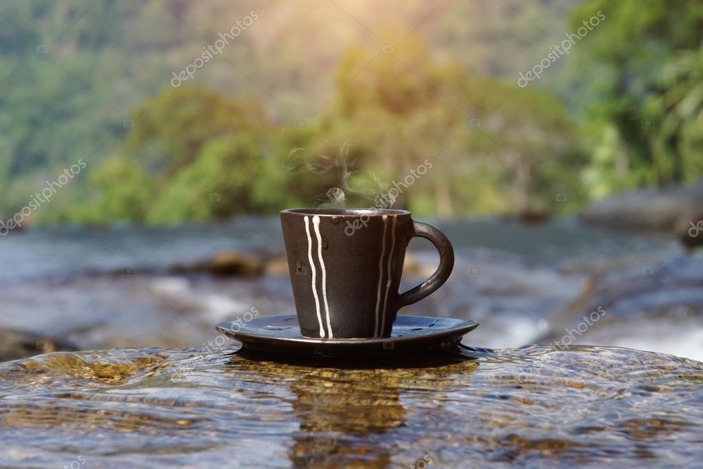 Refreshments and coffee on the rocks at the waterfalls