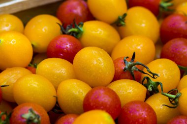 Küçük kırmızı ve sarı domates.