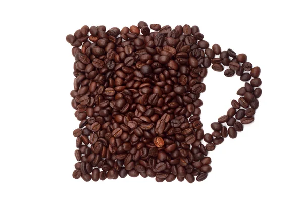 Kávová zrna na bílém pozadí. — Stock fotografie