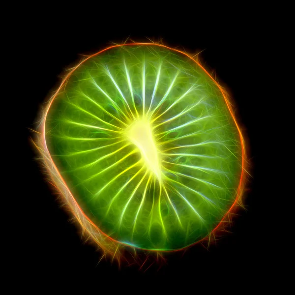 Imagem de brilho da fruta Kiwi isolada sobre fundo preto — Fotografia de Stock