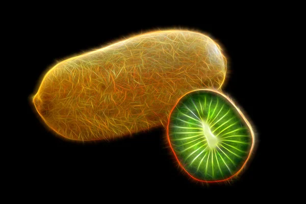 Світіння зображення ківі фрукти ізольовані на чорному фоні — стокове фото