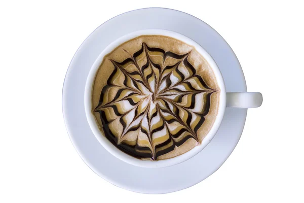 Latte art kávy na bílém pozadí — Stock fotografie