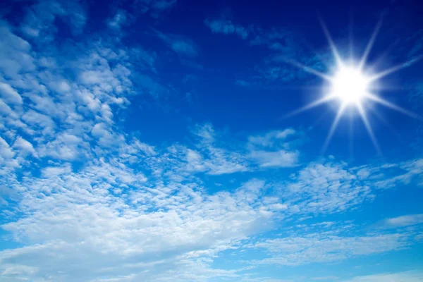 Blue sky and sun with white could — Stock Photo, Image