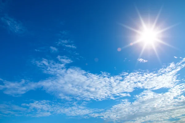 Blue sky and sun with white could — Stock Photo, Image