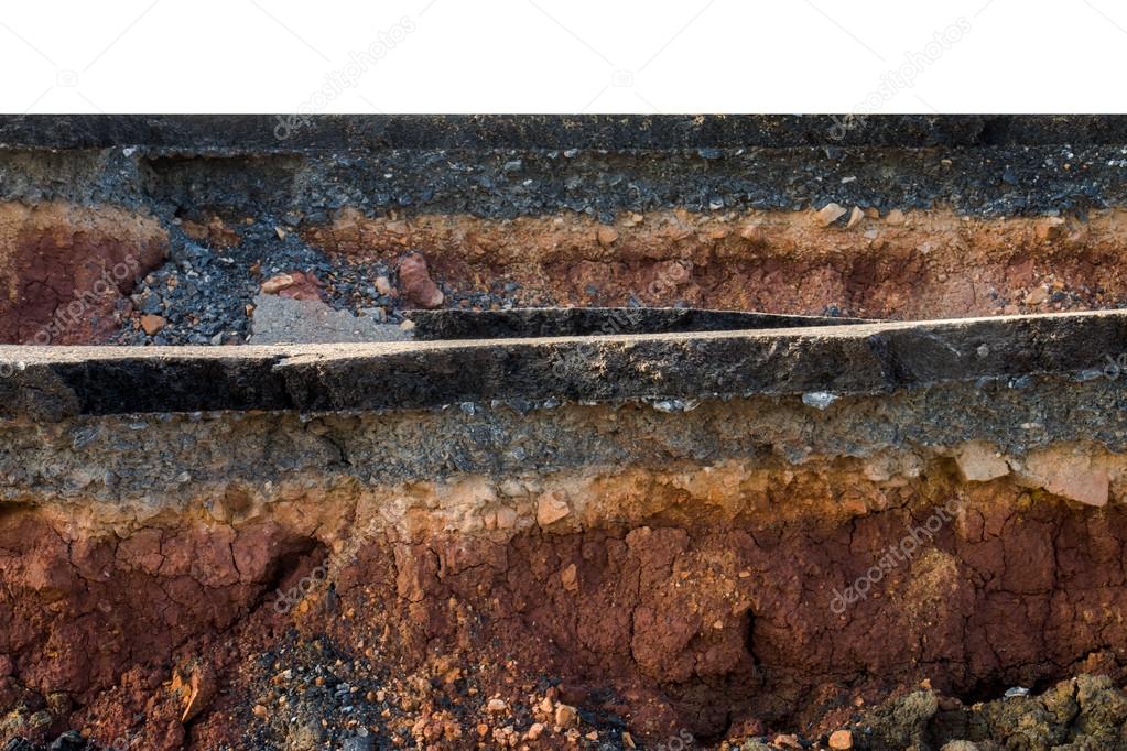 The curb erosion from storms. To indicate the layers of soil and