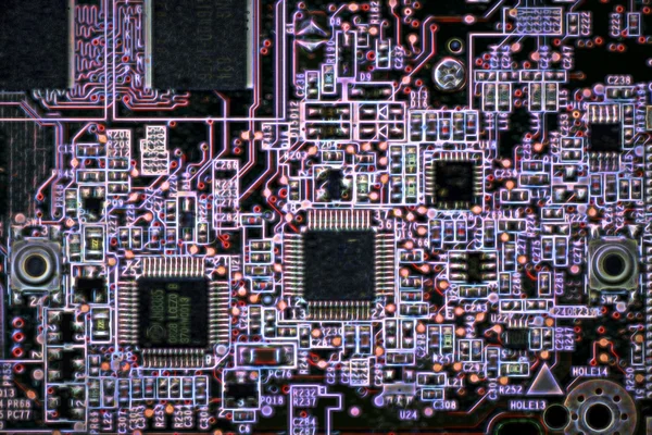 A ragyogások színének elektronikus áramkör. — Stock Fotó