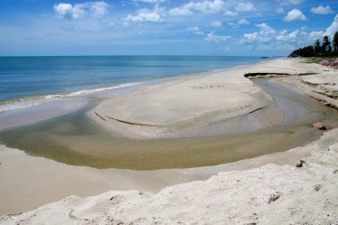 Sessiz mavi deniz ve plaj beyaz bulut.