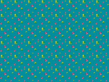 Pattern abstract flower with leaf on blue background.