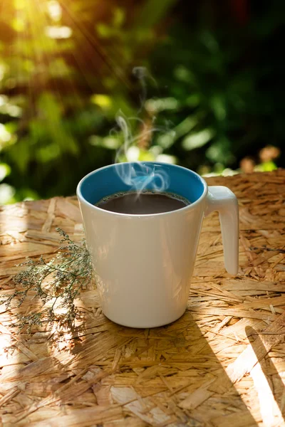 White coffee cup in the morning. — Stock Photo, Image