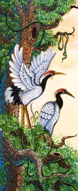 Çin tapınak dini inançlar hakkında duvar boyama