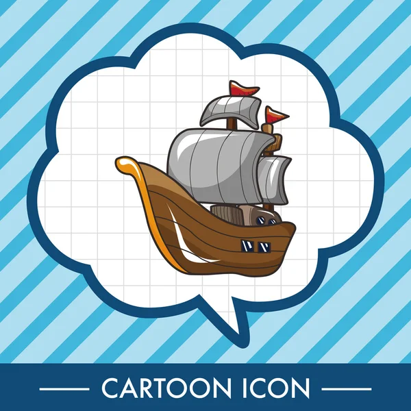 Elementos temáticos barco pirata — Vector de stock