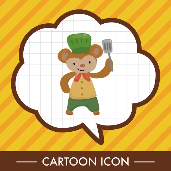 动物猴子厨师卡通主题元素 — 图库矢量图片