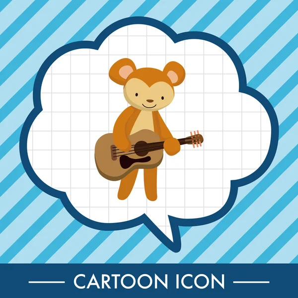 Tier Affe spielt Instrument Cartoon Thema Elemente — Stockvektor